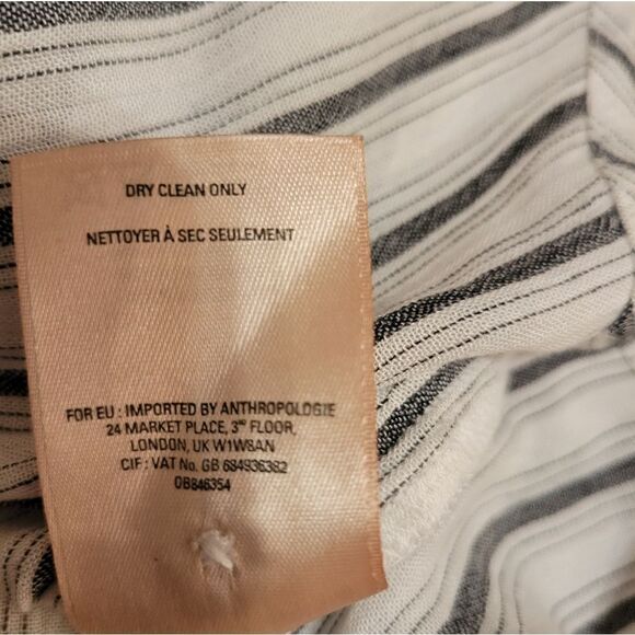 Anthropologie Maeve Fairhope White Stripe ButtonDown Flutter Sleeve Blouse Top S - Picture 12 of 13